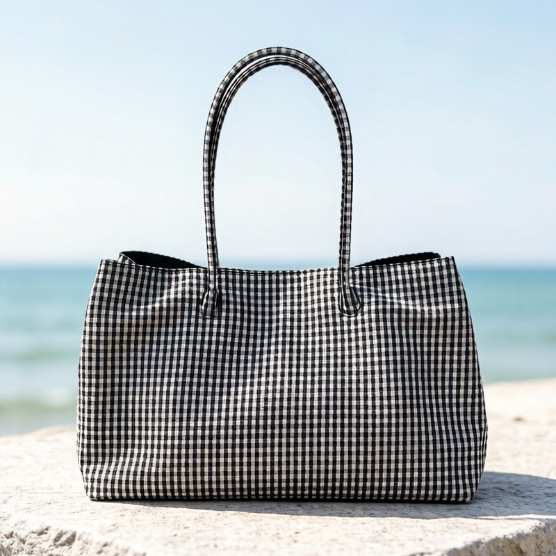 Luxury Bags 2026 - Tas Tote Kasual Motif Kotak-kotak untuk