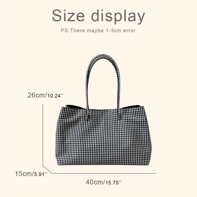 Tas Tote Kasual Motif Kotak-ko - Luxury Bags 2026 ulasan dan harga